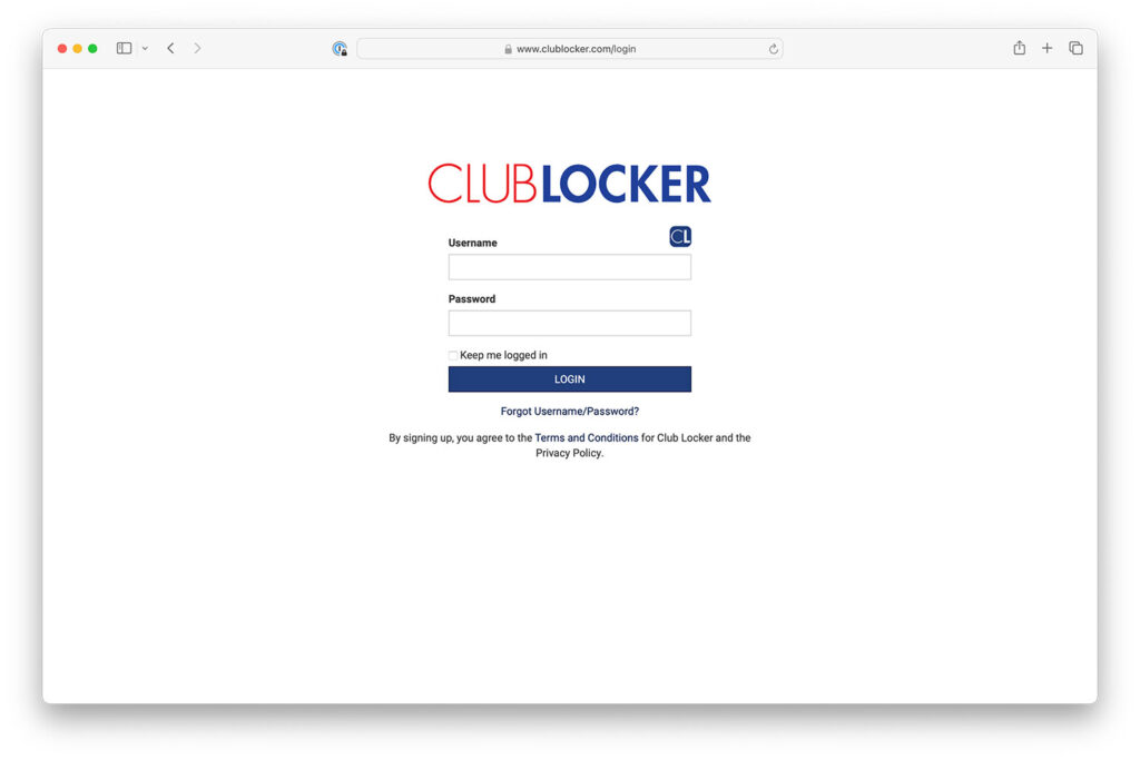 Club Locker Step 1: Login