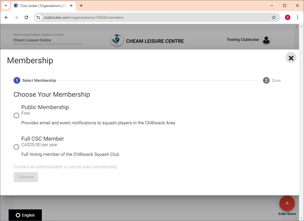 Club Locker Membership Options